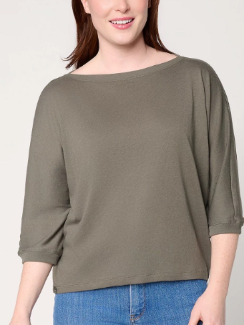 Barefoot Dreams Malibu Collection Slub Jersey Dolman Tee, Olive Sz L a72049